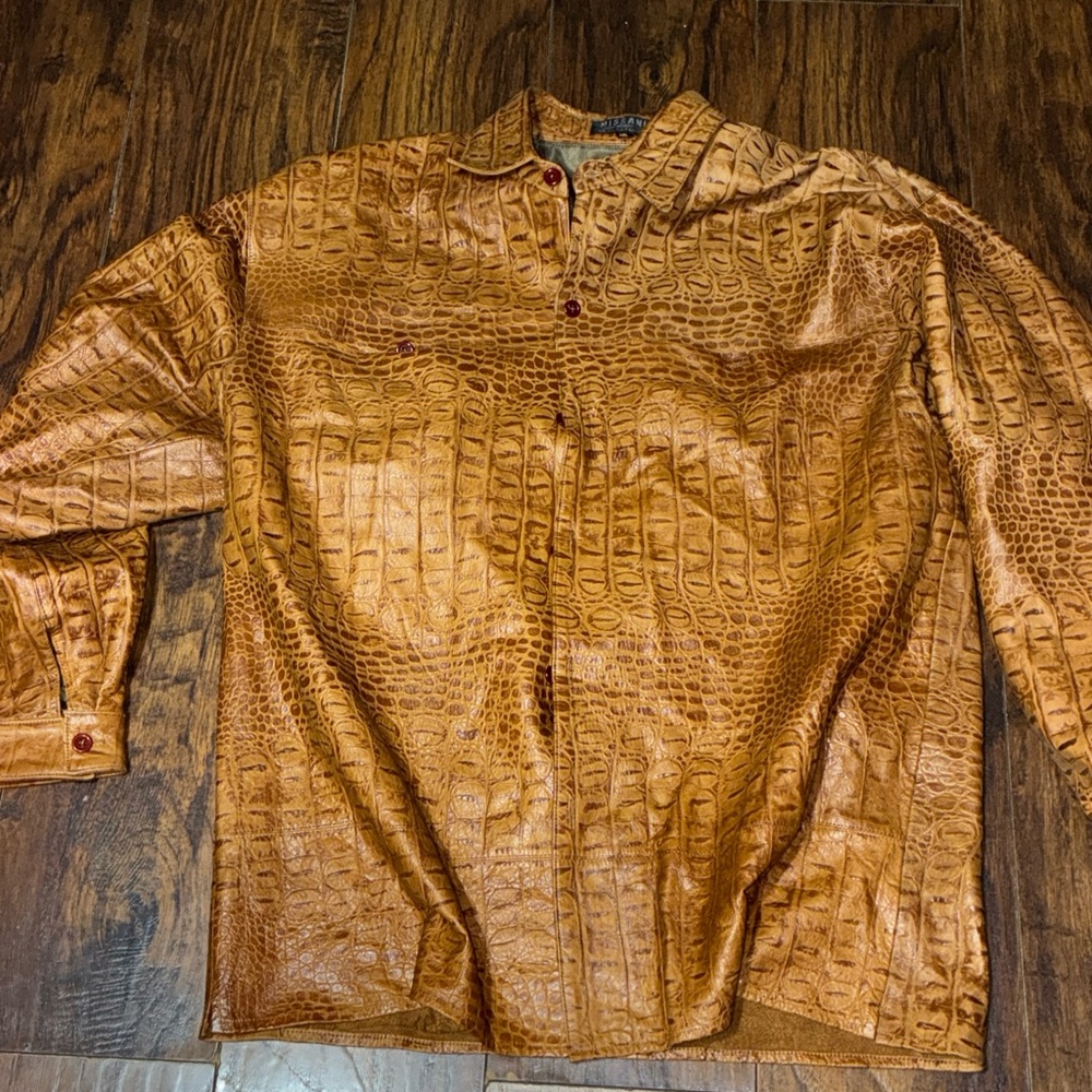 Men's Tan Crocodile Pattern Shirt